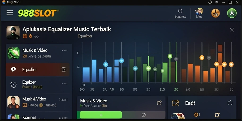 Antarmuka aplikasi 988SLOT dengan pengaturan Equalizer yang mudah dan intuitif.