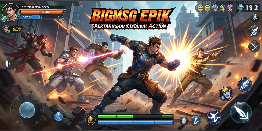 Tampilan antarmuka BIGMSG dengan aksi bertarung yang seru.