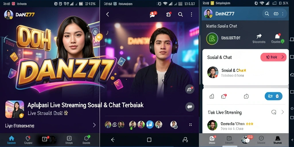 Tampilan antarmuka aplikasi Live Streaming DAN777 yang menarik dan interaktif.