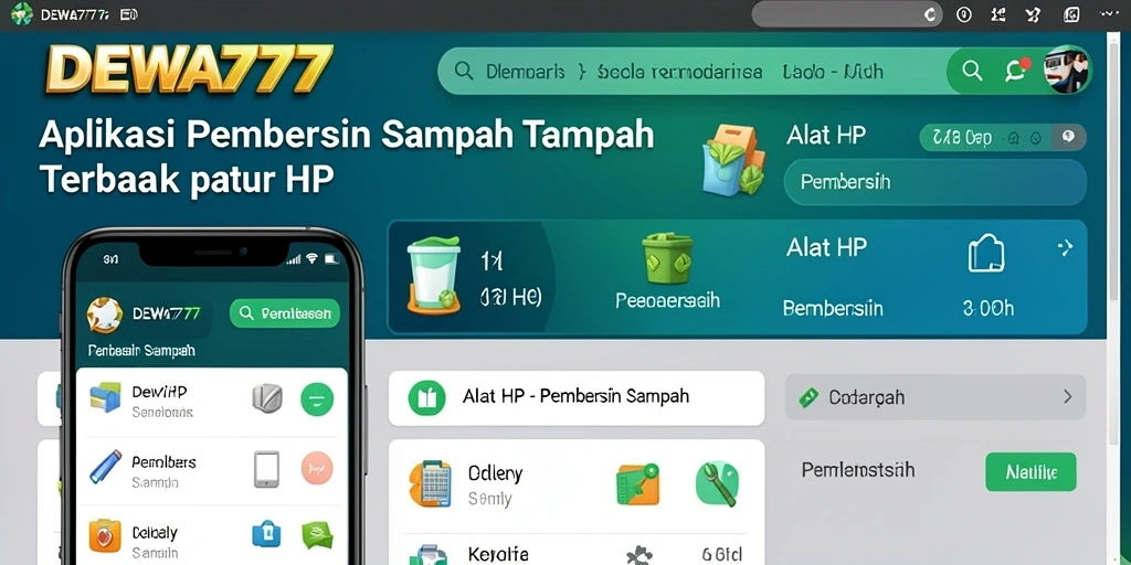 Antarmuka DEWA777 menampilkan fungsi pembersih sampah yang intuitif.