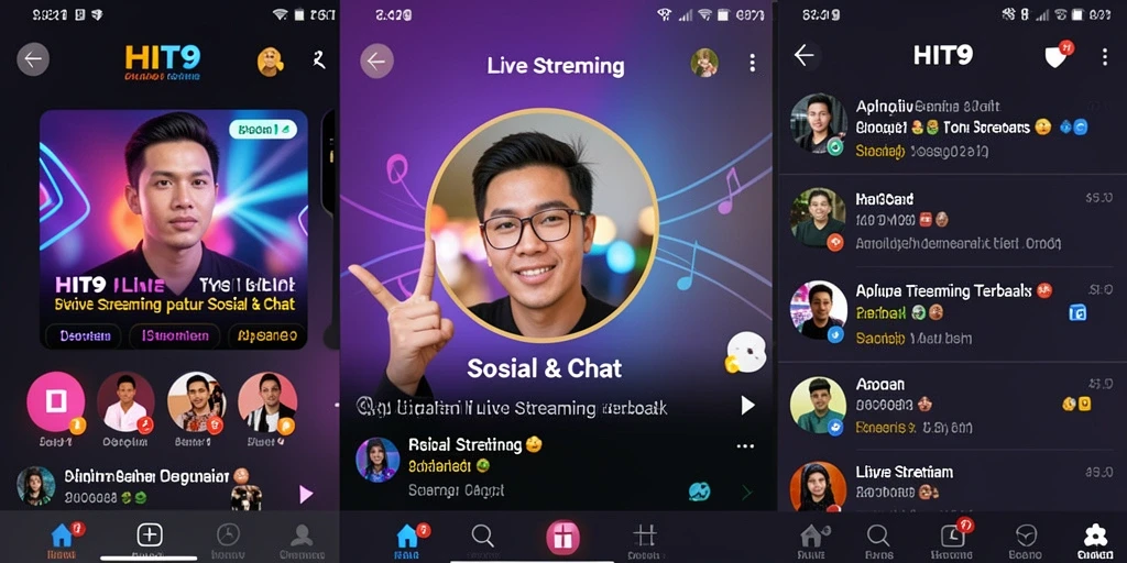 Antarmuka Live Streaming HIT9 dengan fitur interaksi pengguna.