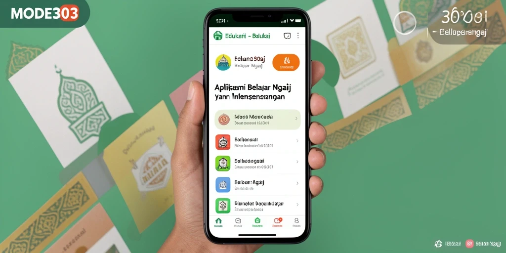 Antarmuka MODE303 yang sederhana dan menawan saat belajar ngaji.