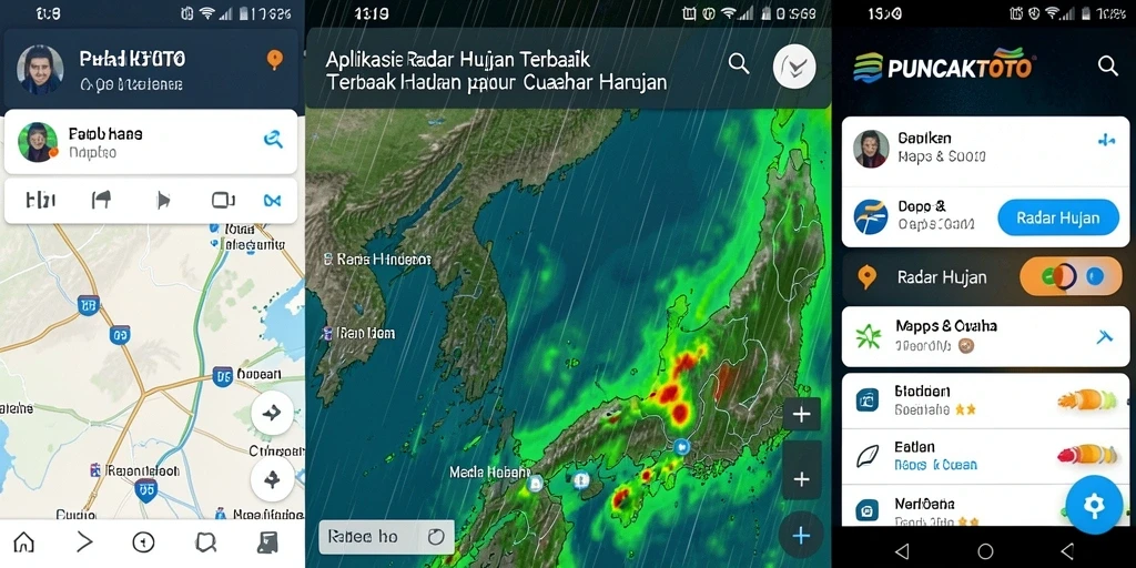 Tampilan antarmuka aplikasi PUNCAKTOTO dengan fungsi radar hujan.